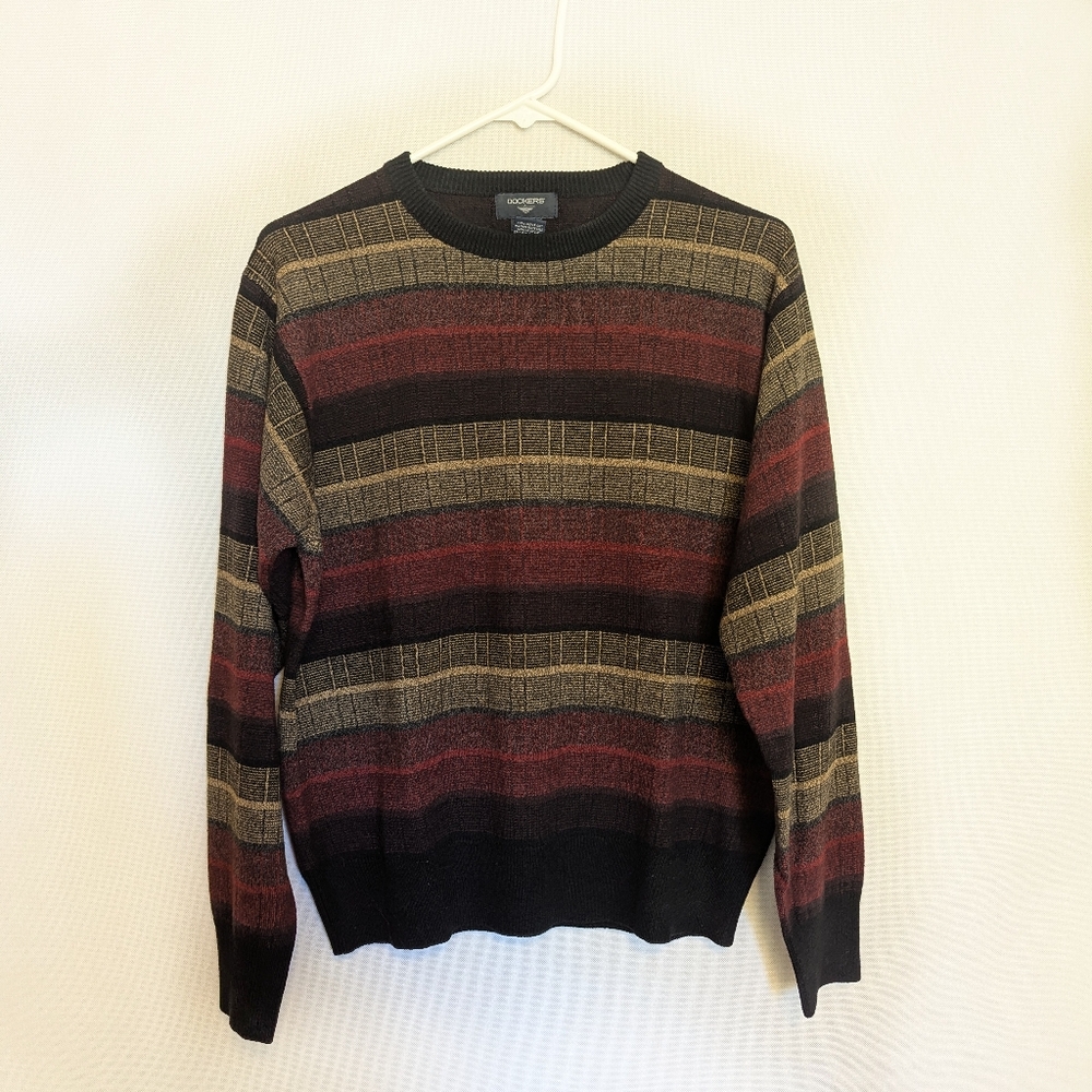 Docker's Men's Striped Crewneck Sweater - Size Medium